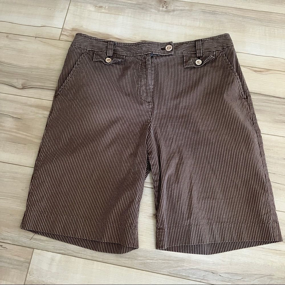 Talbots brown stripe stretch shorts Bermuda 12